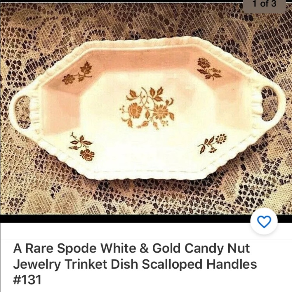 Rare Spode White & Gold Candy Jewelry Trinket Dish